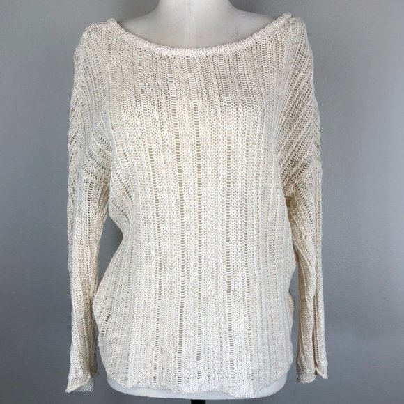NSF Open Knit 100% Linen Wide Neck Sweater